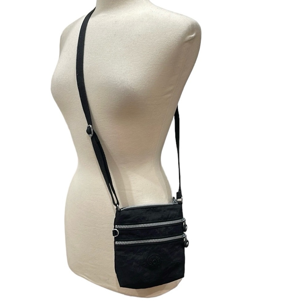 Kipling Cross Body Double Outside  Zip Nylon Bag Black